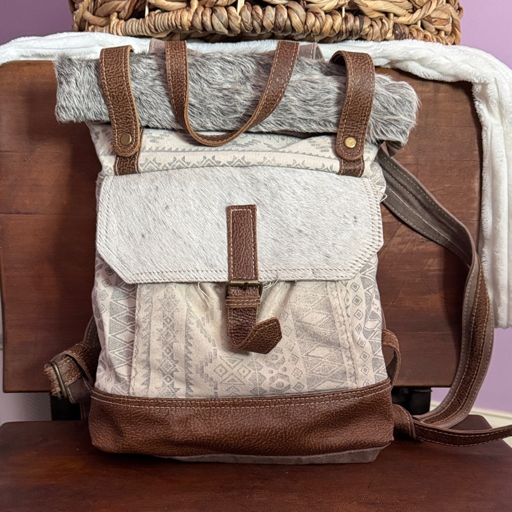 Myra Bag Brown and Cream Backpack
